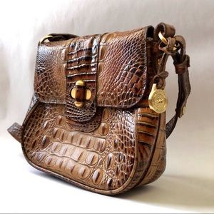 SOLD— Vintage Brahmin Crossbody Bag Toasted Almond